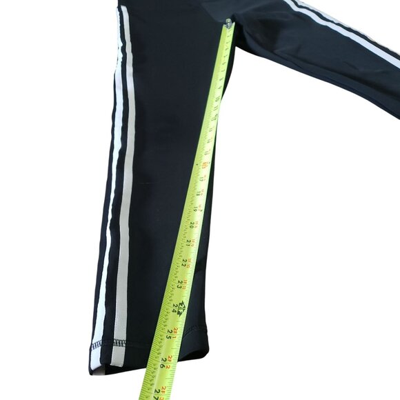 Adidas Womens High Rise Leggings Size M Classic Three Stripes Black Athleisure - Picture 5 of 9